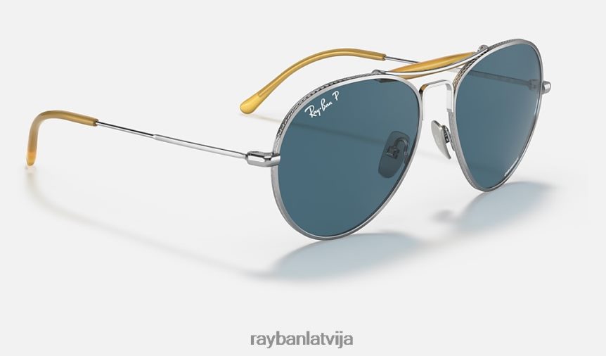 rb8063 titāns pulēts sudrabs/zils F0L86X1213 vīriešiem Ray-Ban saulesbrilles