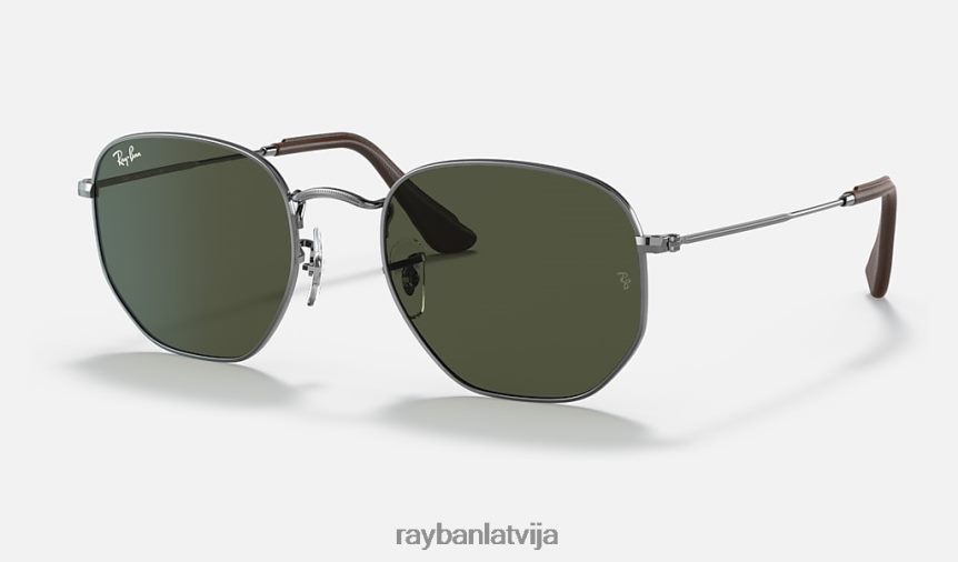 sešstūra kolekcija pulēts gunmetāls/zaļš F0L86X976 vīriešiem Ray-Ban saulesbrilles