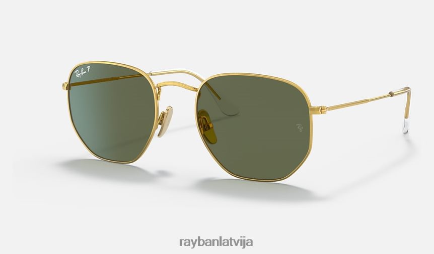 sešstūrains titāns pulēts zelts/zaļš F0L86X1406 vīriešiem Ray-Ban saulesbrilles