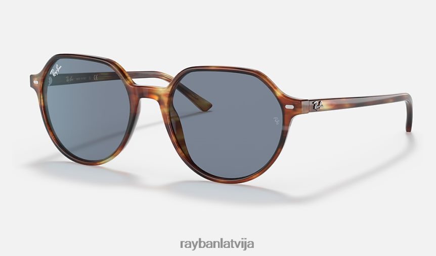 talija pulēta svītraina havana/zila F0L86X265 vīriešiem Ray-Ban saulesbrilles