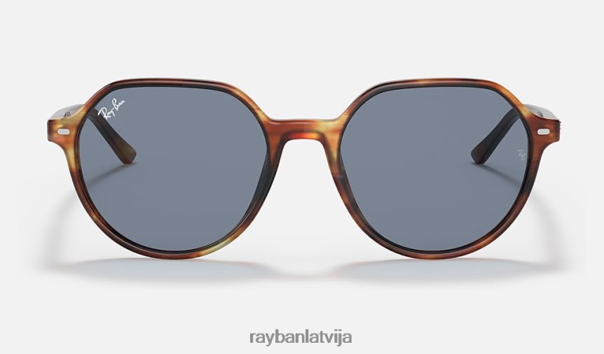 talija pulēta svītraina havana/zila F0L86X265 vīriešiem Ray-Ban saulesbrilles