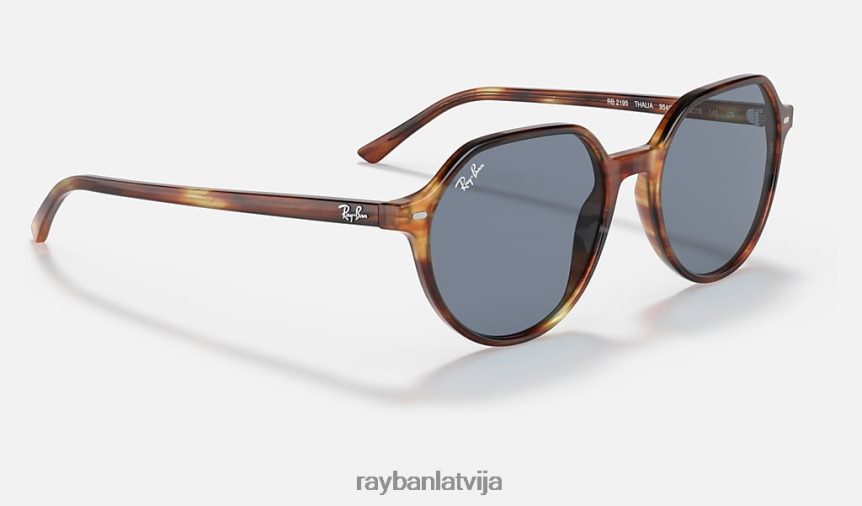 talija pulēta svītraina havana/zila F0L86X265 vīriešiem Ray-Ban saulesbrilles