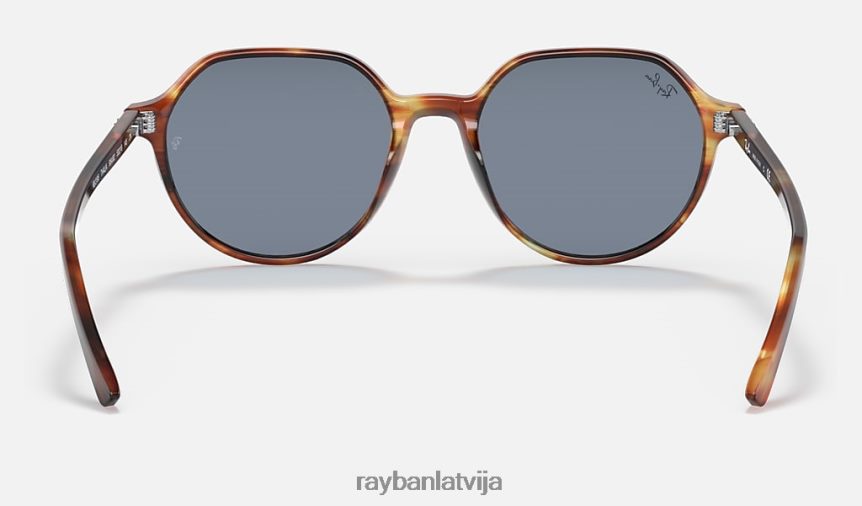 talija pulēta svītraina havana/zila F0L86X265 vīriešiem Ray-Ban saulesbrilles
