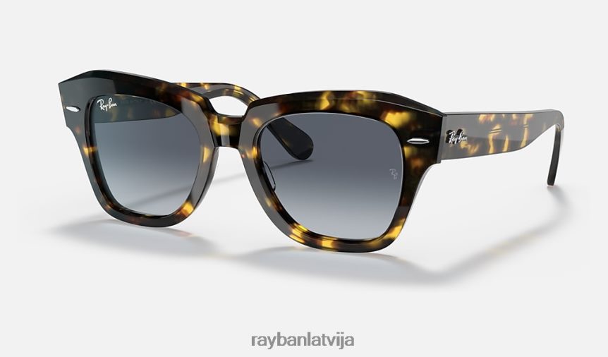 štata ielas plankums pulēta dzeltena havana/zila F0L86X1334 vīriešiem Ray-Ban saulesbrilles