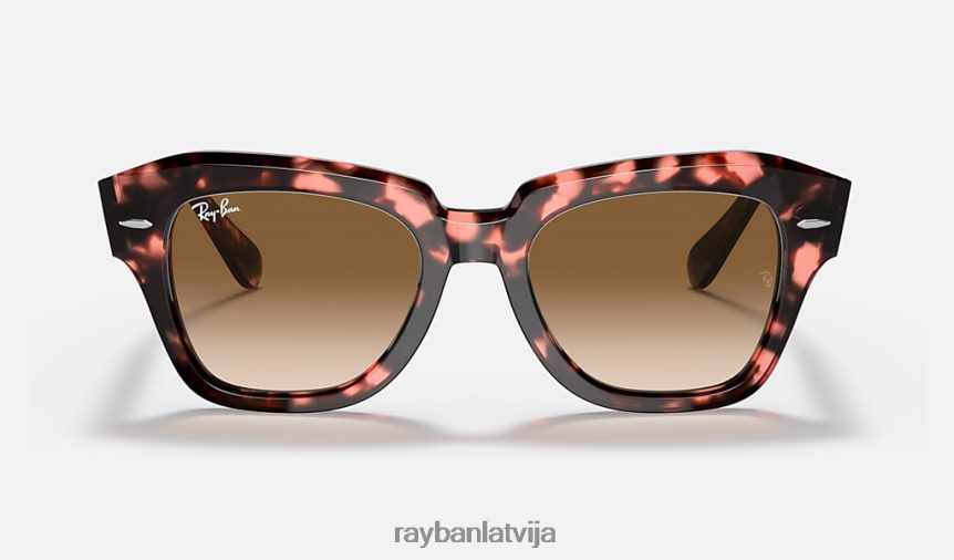 štata ielas plankums pulēta rozā havana/gaiši brūna F0L86X1336 vīriešiem Ray-Ban saulesbrilles