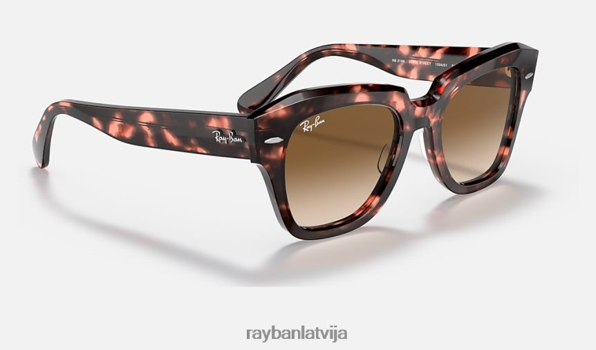štata ielas plankums pulēta rozā havana/gaiši brūna F0L86X1336 vīriešiem Ray-Ban saulesbrilles