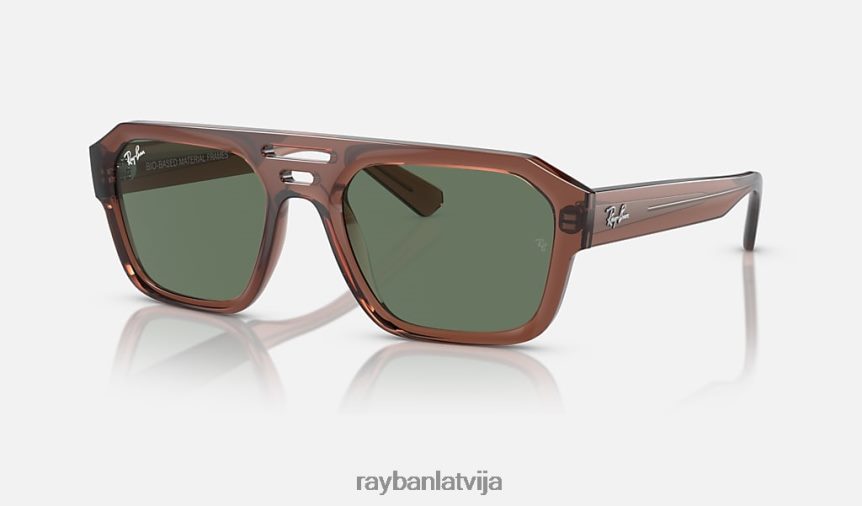 uz korigana bio bāzes pulēta caurspīdīga brūna/tumši zaļa F0L86X65 vīriešiem Ray-Ban saulesbrilles