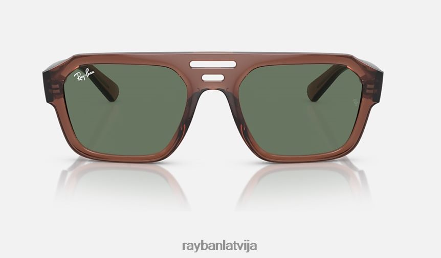 uz korigana bio bāzes pulēta caurspīdīga brūna/tumši zaļa F0L86X65 vīriešiem Ray-Ban saulesbrilles