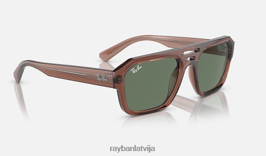 uz korigana bio bāzes pulēta caurspīdīga brūna/tumši zaļa F0L86X65 vīriešiem Ray-Ban saulesbrilles