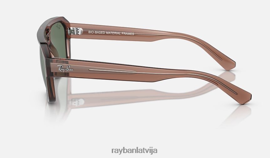 uz korigana bio bāzes pulēta caurspīdīga brūna/tumši zaļa F0L86X65 vīriešiem Ray-Ban saulesbrilles