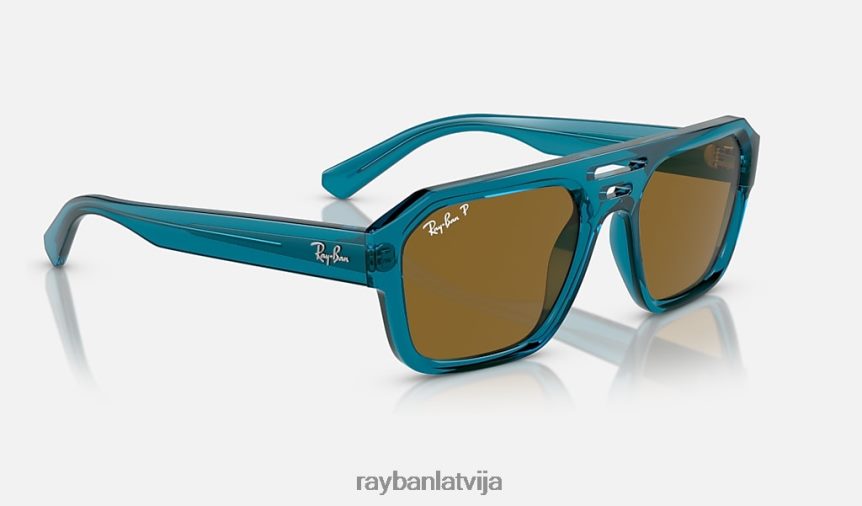 uz korigana bio bāzes pulēta caurspīdīga gaiši zila/tumši brūna F0L86X63 vīriešiem Ray-Ban saulesbrilles