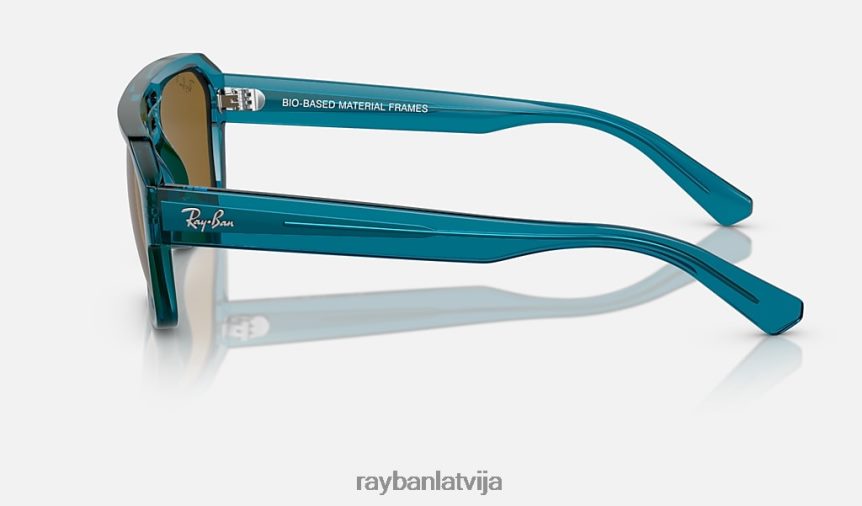 uz korigana bio bāzes pulēta caurspīdīga gaiši zila/tumši brūna F0L86X63 vīriešiem Ray-Ban saulesbrilles