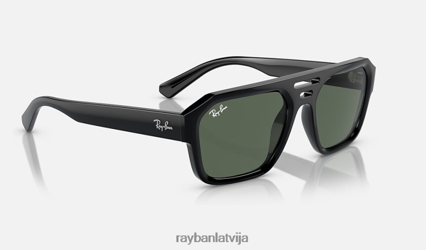 uz korigana bio bāzes pulēta melna/tumši zaļa F0L86X64 vīriešiem Ray-Ban saulesbrilles