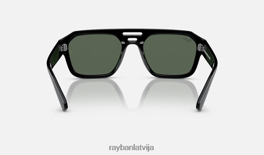 uz korigana bio bāzes pulēta melna/tumši zaļa F0L86X64 vīriešiem Ray-Ban saulesbrilles