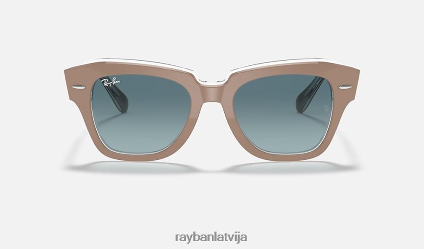 valsts iela pulēta bēša uz caurspīdīga/zila F0L86X624 vīriešiem Ray-Ban saulesbrilles