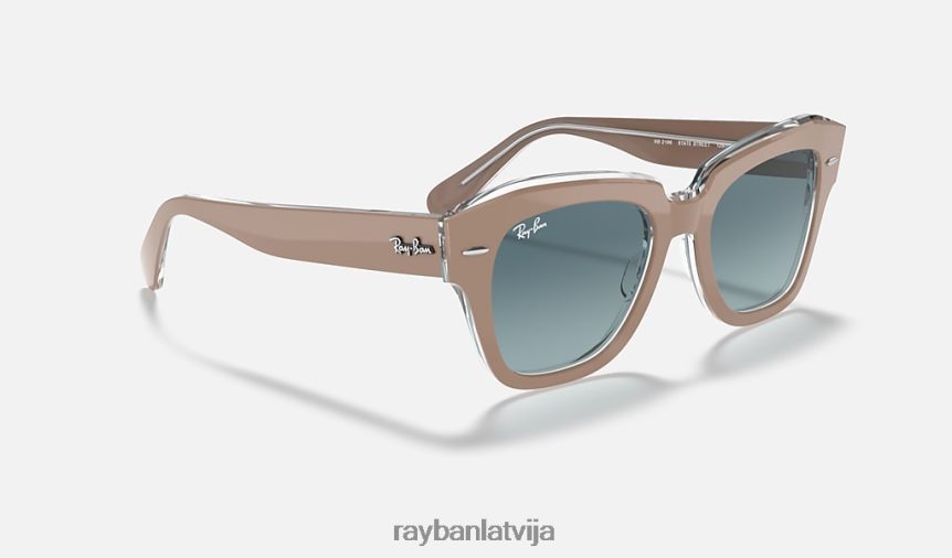 valsts iela pulēta bēša uz caurspīdīga/zila F0L86X624 vīriešiem Ray-Ban saulesbrilles