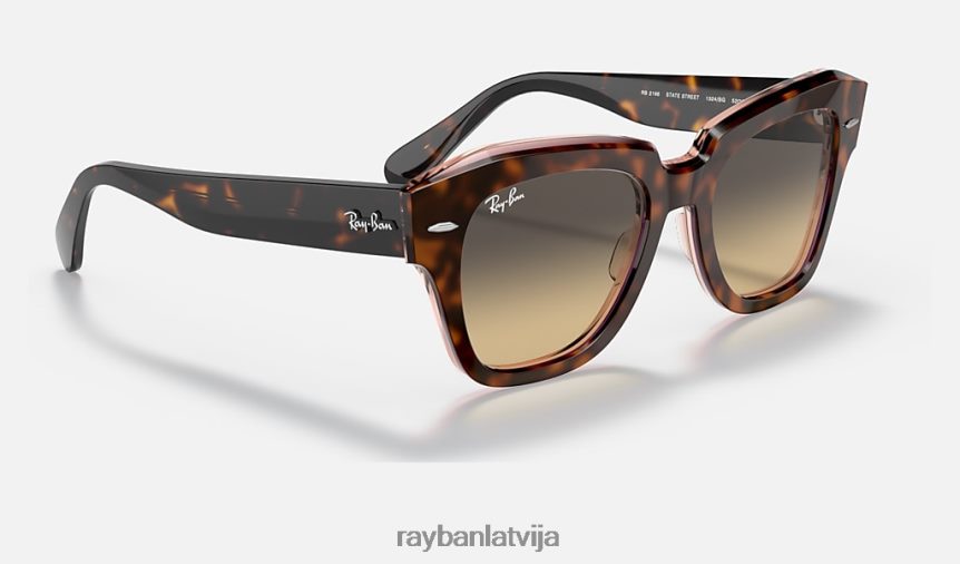 valsts iela pulēta havana uz caurspīdīga rozā/brūna/zila F0L86X619 vīriešiem Ray-Ban saulesbrilles