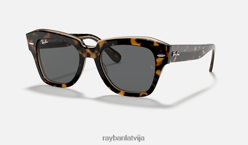 valsts iela pulēta havana uz caurspīdīgas brūnas/tumši pelēkas krāsas F0L86X618 vīriešiem Ray-Ban saulesbrilles