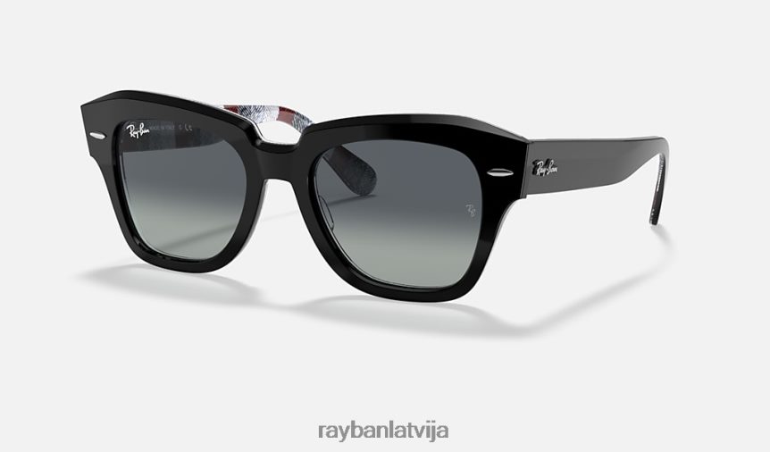 valsts iela pulēta melna/gaiši pelēka F0L86X620 vīriešiem Ray-Ban saulesbrilles