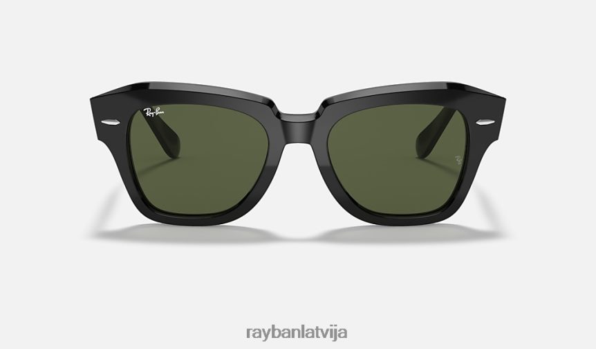 valsts iela pulēta melna/zaļa F0L86X621 vīriešiem Ray-Ban saulesbrilles