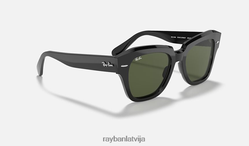 valsts iela pulēta melna/zaļa F0L86X621 vīriešiem Ray-Ban saulesbrilles