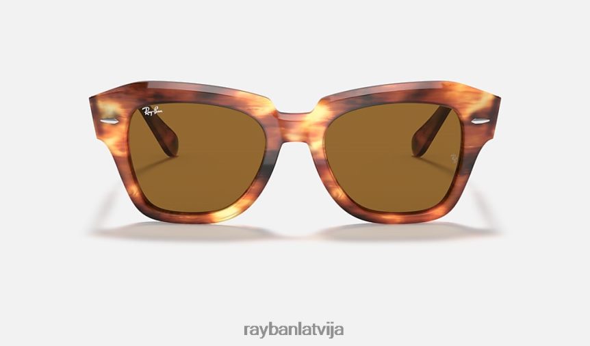 valsts iela pulēta svītraina havana/brūna F0L86X622 vīriešiem Ray-Ban saulesbrilles