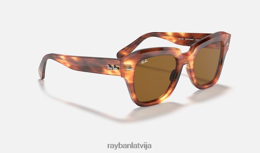 valsts iela pulēta svītraina havana/brūna F0L86X622 vīriešiem Ray-Ban saulesbrilles