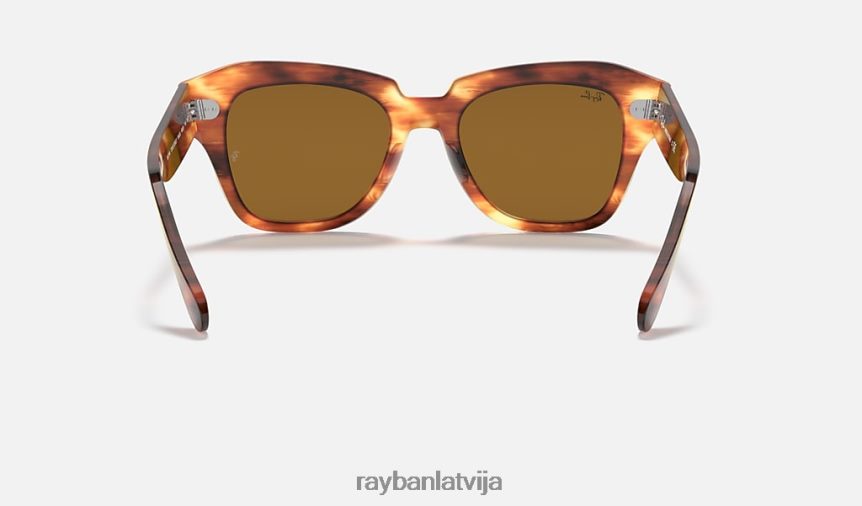 valsts iela pulēta svītraina havana/brūna F0L86X622 vīriešiem Ray-Ban saulesbrilles