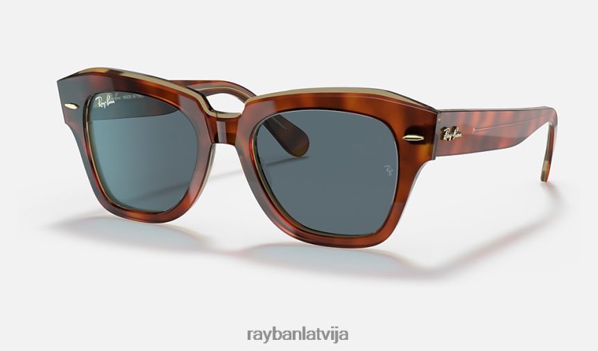 valsts ielu kolekcija pulēta havana uz caurspīdīga bēša/zila F0L86X1190 vīriešiem Ray-Ban saulesbrilles