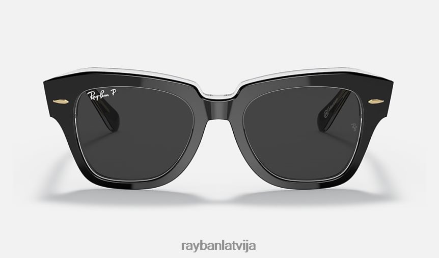 valsts ielu kolekcija pulēta melna uz caurspīdīga/melna F0L86X1191 vīriešiem Ray-Ban saulesbrilles