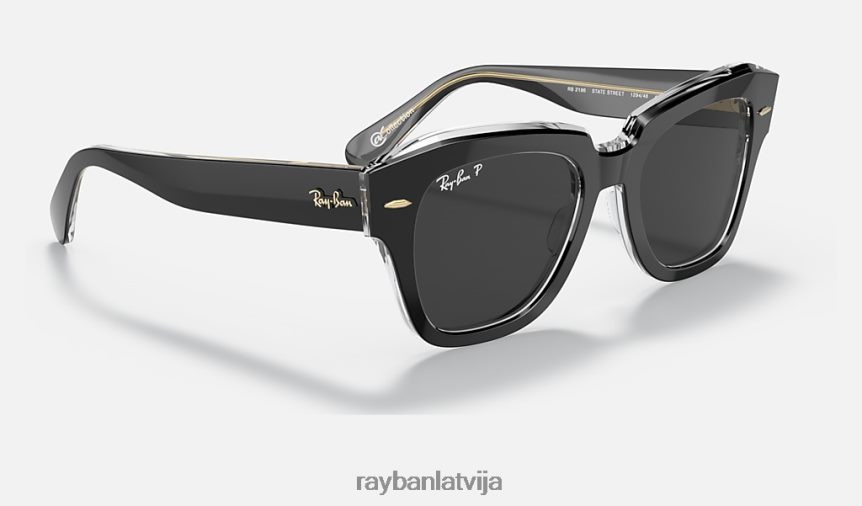 valsts ielu kolekcija pulēta melna uz caurspīdīga/melna F0L86X1191 vīriešiem Ray-Ban saulesbrilles