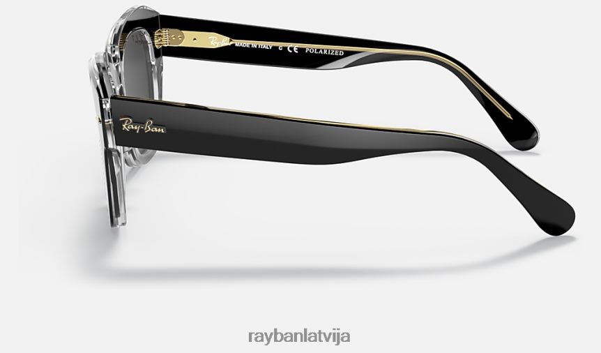 valsts ielu kolekcija pulēta melna uz caurspīdīga/melna F0L86X1191 vīriešiem Ray-Ban saulesbrilles