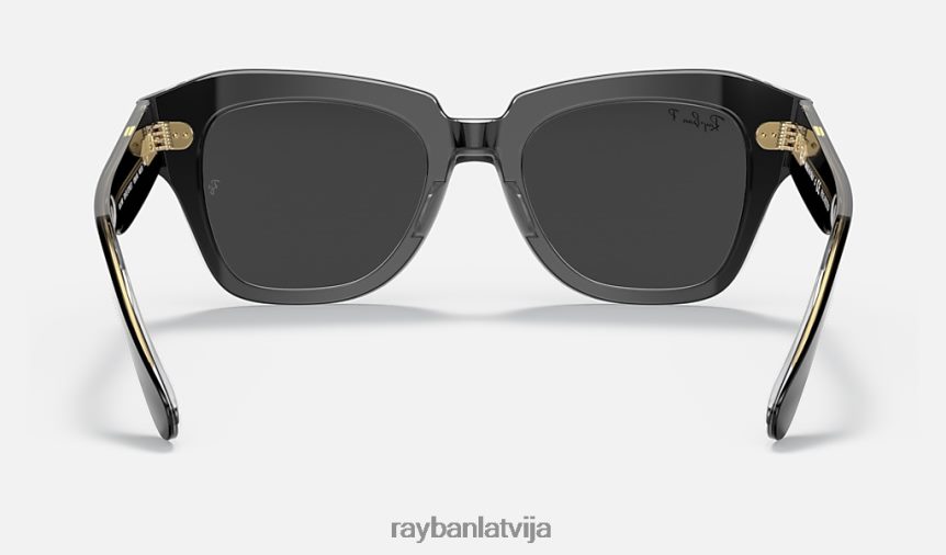 valsts ielu kolekcija pulēta melna uz caurspīdīga/melna F0L86X1191 vīriešiem Ray-Ban saulesbrilles