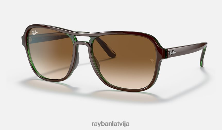 valsts puse pulēta brūna uz zaļa/brūna F0L86X1231 vīriešiem Ray-Ban saulesbrilles