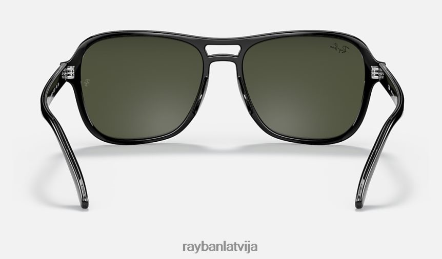 valsts puse pulēta melna/zaļa F0L86X1233 vīriešiem Ray-Ban saulesbrilles